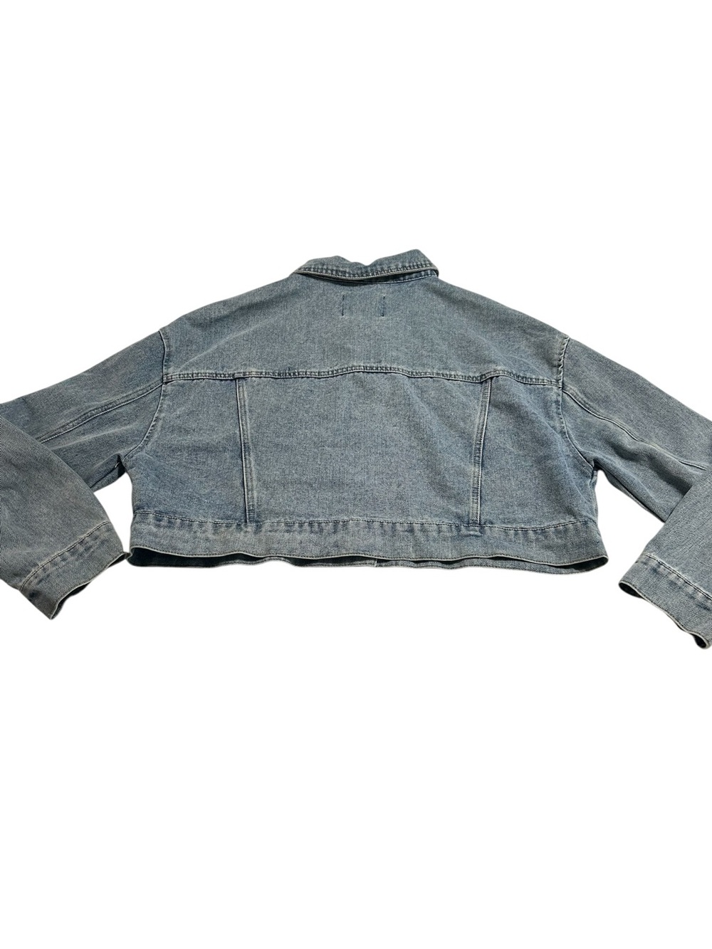 Ashley Vintage Charm Heart Pocket Cropped Denim Jacket Y2K Coquette XL - Picture 4 of 7